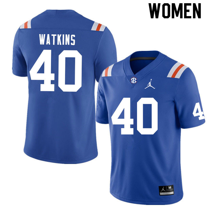 Women #40 Jacob Watkins Florida Gators College Football Jerseys Sale-Throwback - Click Image to Close